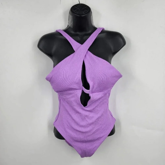 Becca Tessa High Neck One Piece Swimsuit in Orchid Size S NWT $148 - Picture 3 of 12
